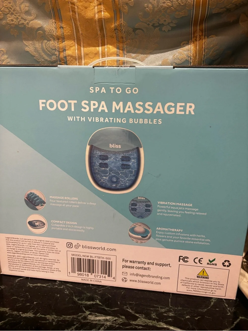 Bliss Blue Foot Spa Massager with Vibrating Bubbles